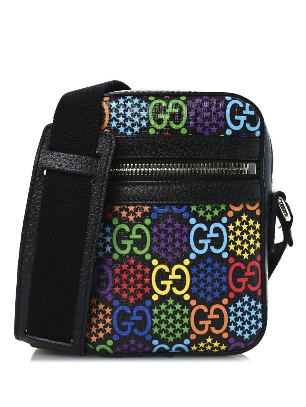 Gucci Black Multicolor GG Canvas Messenger Bag